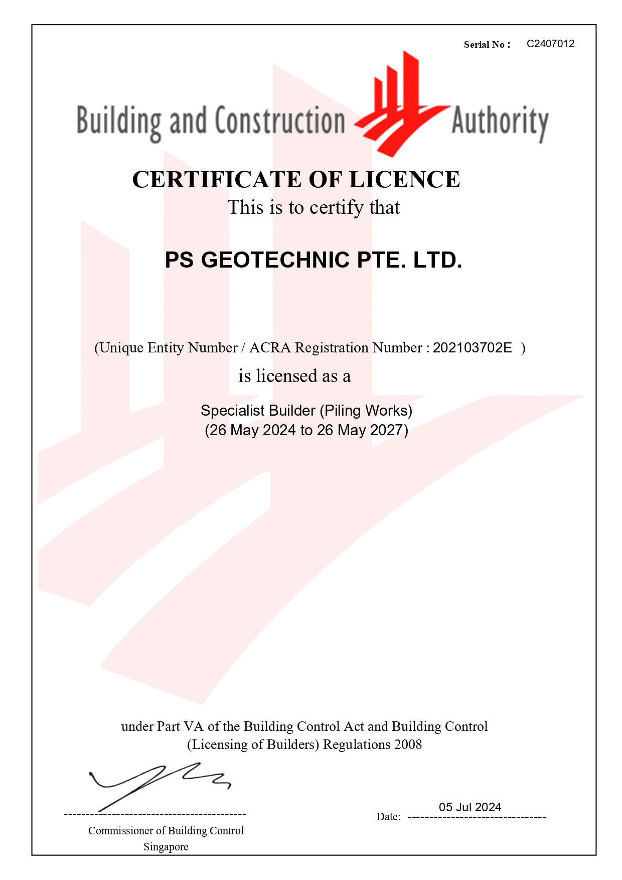 BCA Specialist Builder